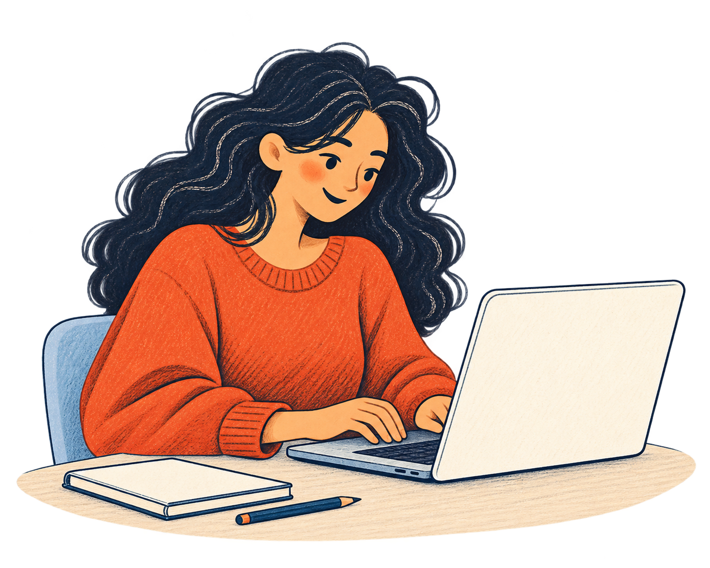A learner working independently at a laptop.